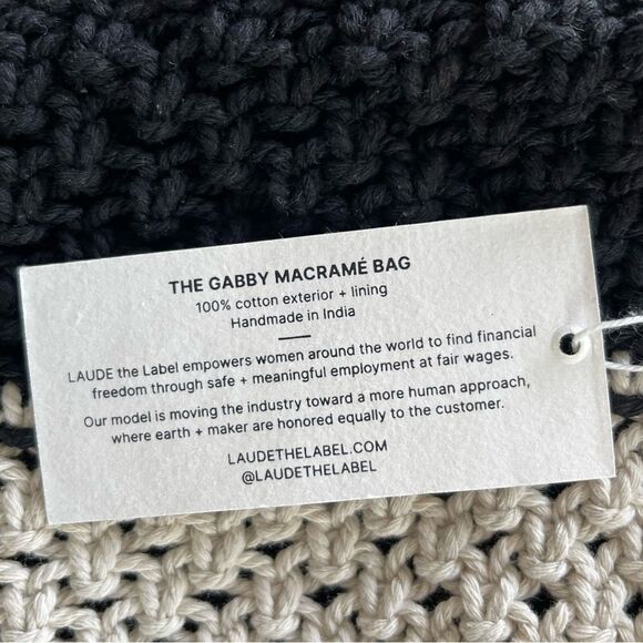 NWT The Gabby macrame bag with wood handle by Laude The Label - Picture 5 of 9